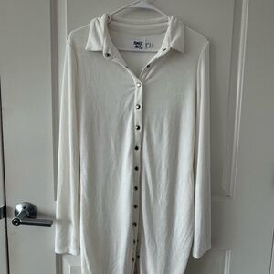 Princess Polly Cream Button Down Dress